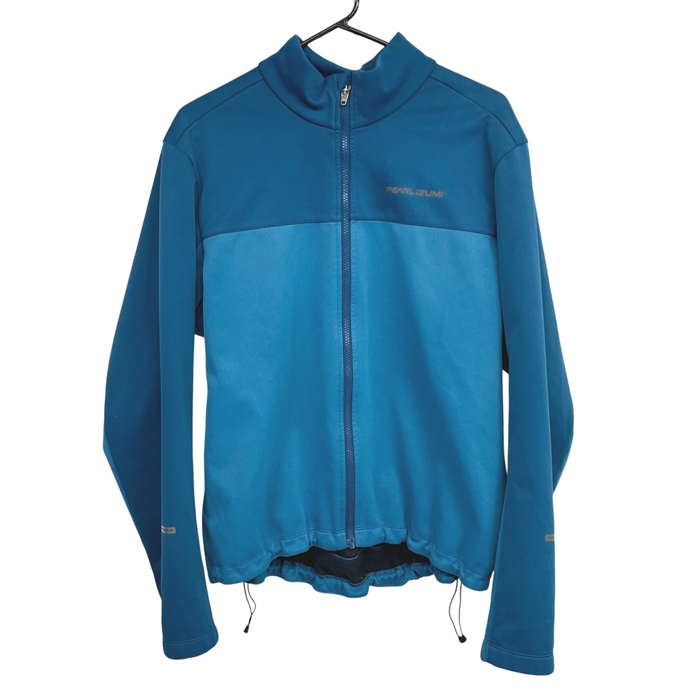 Pearl Izumi Thermal Cycling Jacket Full Zip Blue Reflective Bike Jersey Coat
